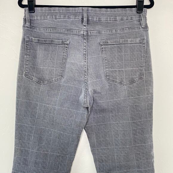 FRAME Le Crop Mini Boot Washed Gray Plaid Check Cropped Bootcut Jeans 30 - Picture 8 of 11